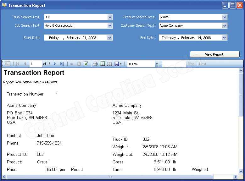 ontrak transaction report scales